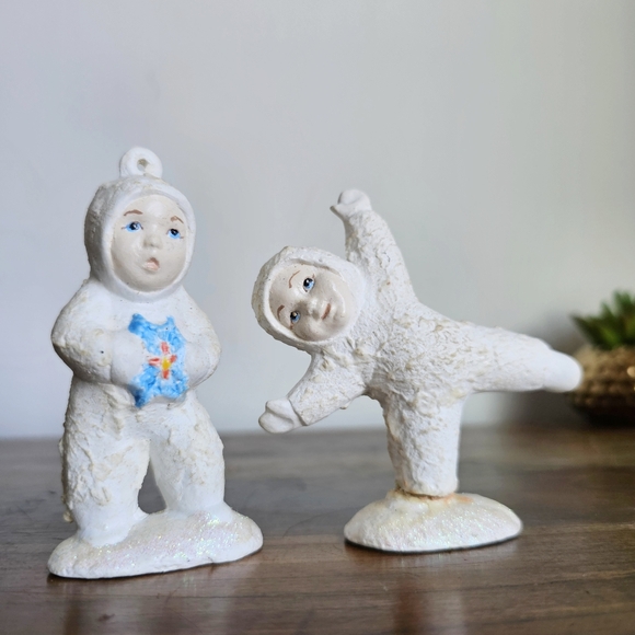 Rare Original Vintage Glitter Snow Babies Ornament Figures Set of 8 - Picture 5 of 15